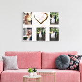 Trouwfotocollage Eenvoudige Roze Hartcitaat Canvas Afdruk (Insitu (Woonkamer))