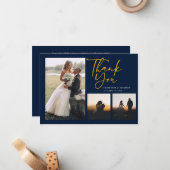 Trouwfotocollage Handgeschreven Bedankkaart Notitiekaartje (Voorkant / Achterkant in situ)