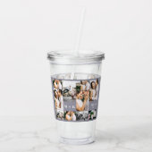 Trouwfotocollage met monogram en datum acryl drinkbeker (Achterkant)
