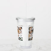 Trouwfotocollage met monogram en datum acryl drinkbeker (Rechts)