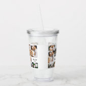Trouwfotocollage met monogram en datum acryl drinkbeker (Links)
