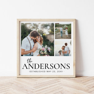 Trouwfotocollage met monogram perfect poster