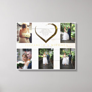 Trouwfotocollage Rustiek Eenvoudig Hartcitaat Canvas Afdruk