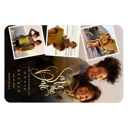 Trouwfotocollage Save The Date Magneet (Horizontaal)
