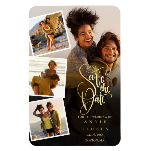 Trouwfotocollage Save The Date Magneet (Verticaal)