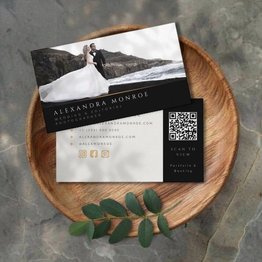 Trouwfotograaf Zwart & Goud QR Code Visitekaartje