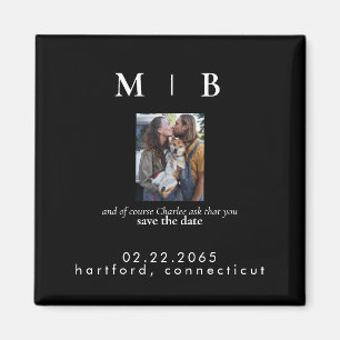 Trouwfotografie Monogram Zwarte Save the Date Huwe Magneet