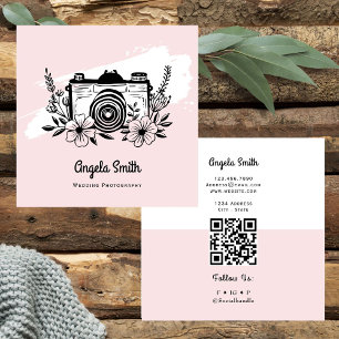 Trouwfotografie Trendy Website Roze Vierkante Visitekaartje