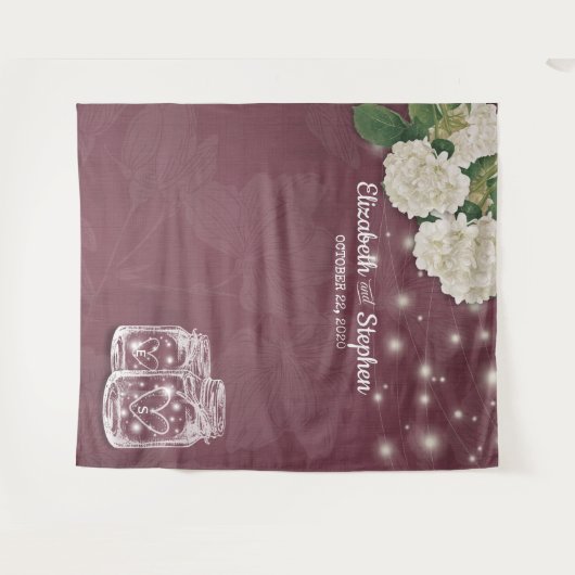 Trouwfotohokje achtergrond Mason potten Hydrangea Wandkleed (Voorkant (horizontaal))