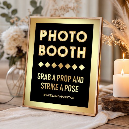 Trouwfotohokje met vergulde marquee letters poster