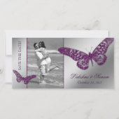 Trouwfotokaart Save the Date Butterfly Paarse (Voorkant)