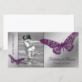 Trouwfotokaart Save the Date Butterfly Paarse (Voorkant / Achterkant)