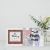 Trouwfotokaart, witte koord met houten Lijst Aankondiging (Staand voorkant)