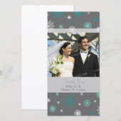 Trouwfotokaarten 'Aqua Grijs Bedankt' voor een win Bedankkaart (Voorkant / Achterkant)