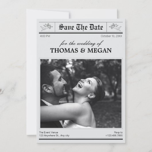 Trouwfotokrant Save The Date (Voorkant)