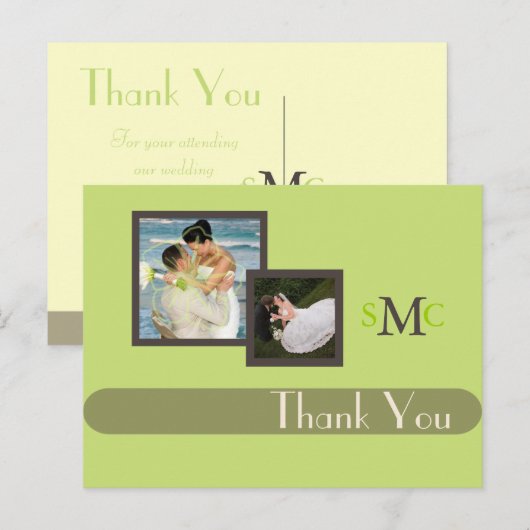 Trouwfoto's Dank u briefkaarten, duidelijk Briefkaart (Voorkant / Achterkant)