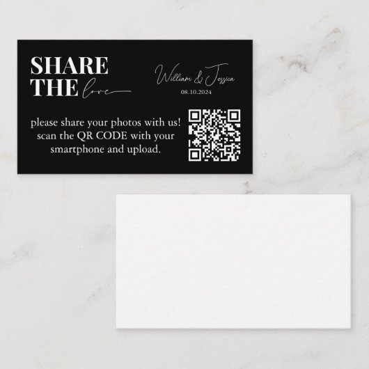 Trouwfoto's delen | Deel de Love QR-code Informatiekaartje (Voorkant / Achterkant)