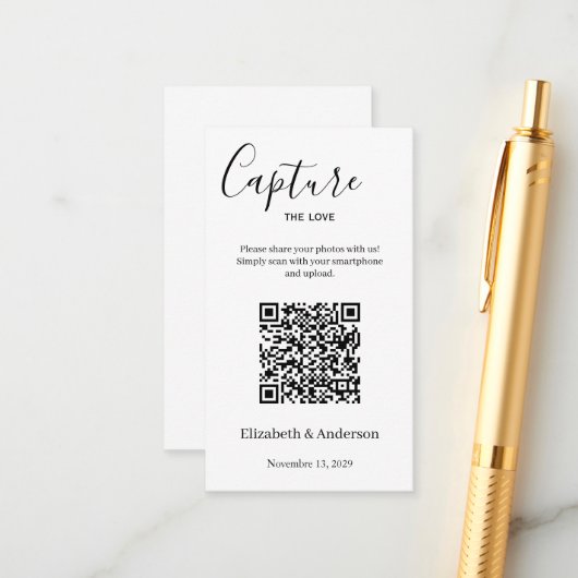 Trouwfoto's delen met QR-code Informatiekaartje (Voorkant / Achterkant in situ)