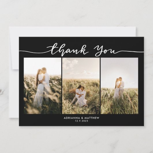 Trouwfoto's Elegante Zwarte Bedankt Script (Voorkant)