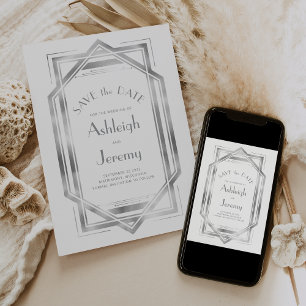 Trouwfoto's in art deco-stijl uit de jaren 20 in w save the date