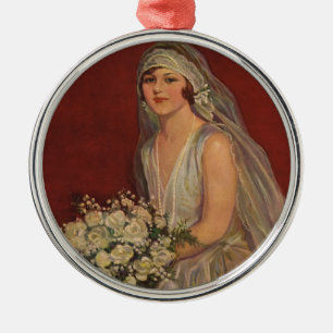 Trouwfoto's in vintage stijl, Victoriaanse bruid Metalen Ornament