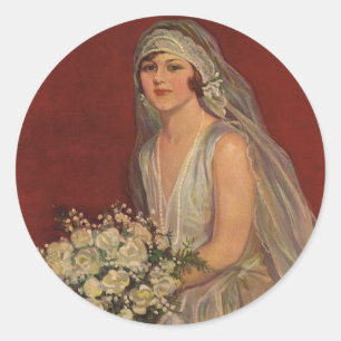 Trouwfoto's in vintage stijl, Victoriaanse bruid Ronde Sticker