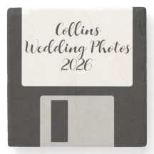 Trouwfoto's Stenen Onderzetter | Retro Floppy Disk