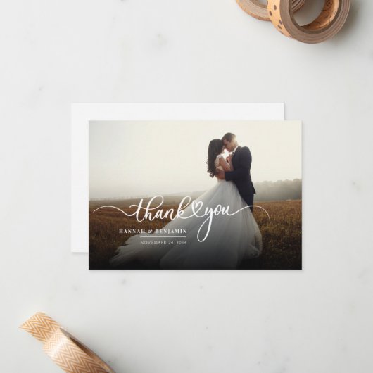 Trouwfotoscript bedankt notitiekaartje (Voorkant / Achterkant in situ)