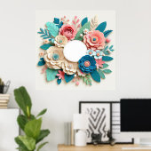 Trouwframe met bloemen poster (Thuiskantoor)