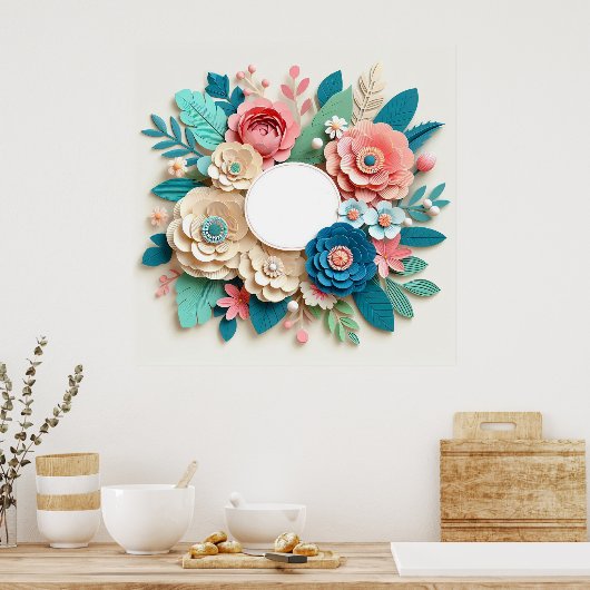 Trouwframe met bloemen poster (Keuken)