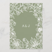 Trouwframe met vintage saliegroene botanische illu menu (Achterkant)