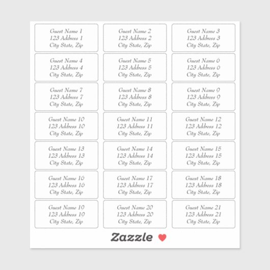 Trouwgast adres Stickers (Vel)