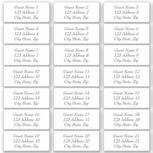 Trouwgast adres Stickers (Voorkant)