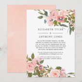 Trouwgast Blush en Roze Goud Bloem Motief Verklein Aankondiging (Voorkant / Achterkant)