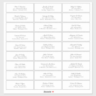 Trouwgast Namen Adres Elegant Zwart Schrift  Sticker