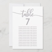 Trouwgast Zitplaatsen Zilver Kalligrafie Kaart (Voorkant)