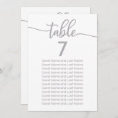 Trouwgast Zitplaatsen Zilver Kalligrafie Kaart (Voorkant / Achterkant)