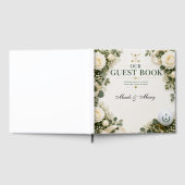 Trouwgastboek golf witte rozen gastenboek (Volledig)