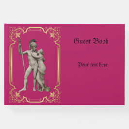 Trouwgastboek klassiek roze en goud gastenboek