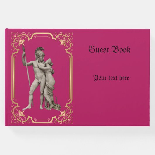 Trouwgastboek klassiek roze en goud gastenboek (Voorkant)