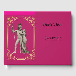 Trouwgastboek klassiek roze en goud gastenboek