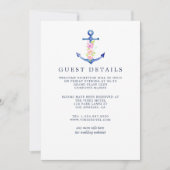 Trouwgastdetails met watercolor nautisch thema kaart (Voorkant)