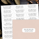Trouwgasten adresetiketten 27 ontvangers namen sticker<br><div class="desc">Deze makkelijk aan te passen trouwgasten adresetiketten zijn perfect voor je moderne,  minimalistische trouwbenodigdheden. Gebruik deze stickers om uitnodigingen snel en efficiënt te richten,  sparen de data,  dank-u kaarten,  en meer. Op elk van de 27 labels kunnen een andere gastnaam en een ander adres worden afgedrukt</div>