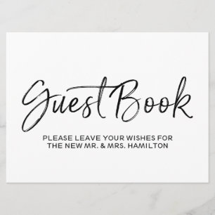 Trouwgastenboek bord   Stijlvolle gouden letters Kaart