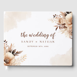 Trouwgastenboek in bloemige boho-beige tint gastenboek