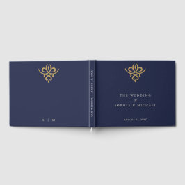 Trouwgastenboek in Oud Geld Navyblauw Gastenboek