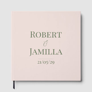 Trouwgastenboek in zachte roze en groene tinten gastenboek