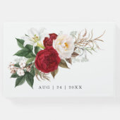 Trouwgastenboek | Ivory Burgundy Peony Floral Gastenboek (Achterkant)