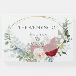 Trouwgastenboek | Ivory Burgundy Peony Floral Gastenboek