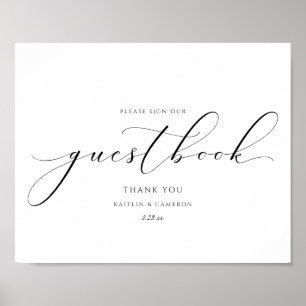 Trouwgastenboek Luxe Elegante Calligrafie Bord Poster